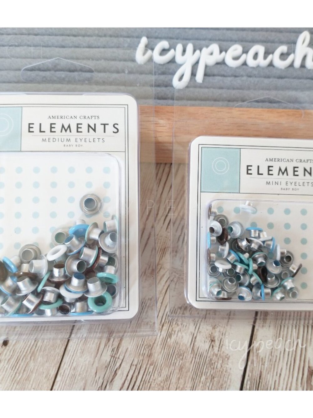 American Crafts Elements Baby Boy Eyelets Medium Mini Discontinued Craft Supply